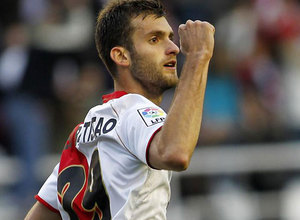 Leo Baptistao, con la camiseta del Rayo Vallecano